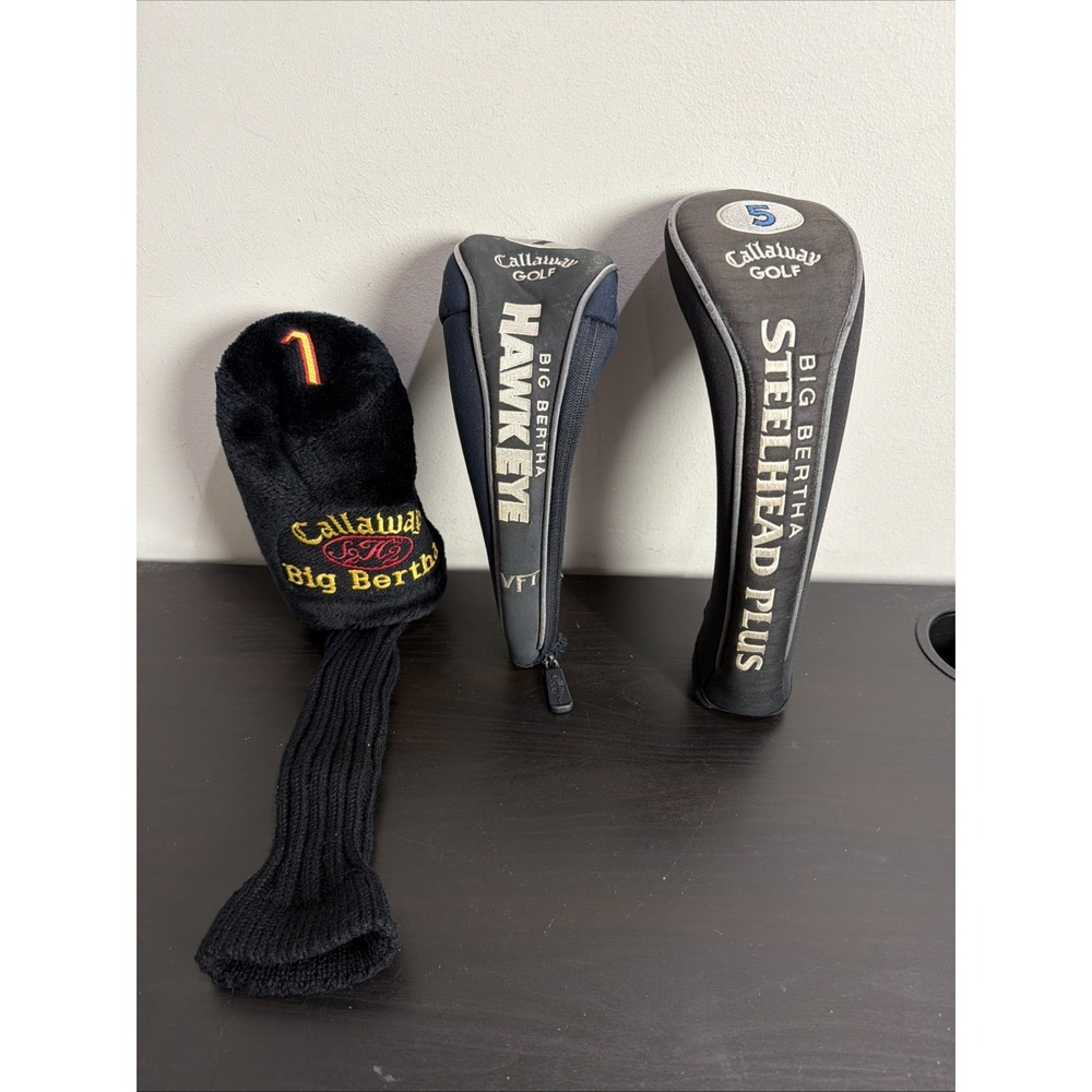 Callaway Golf BIG BERTHA 3 Club Head Covers S2H2 #1 Hawkeye #7 Steelhead #5 Used